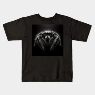 Monochromatic Jumping Spider Within Color Splash Kids T-Shirt